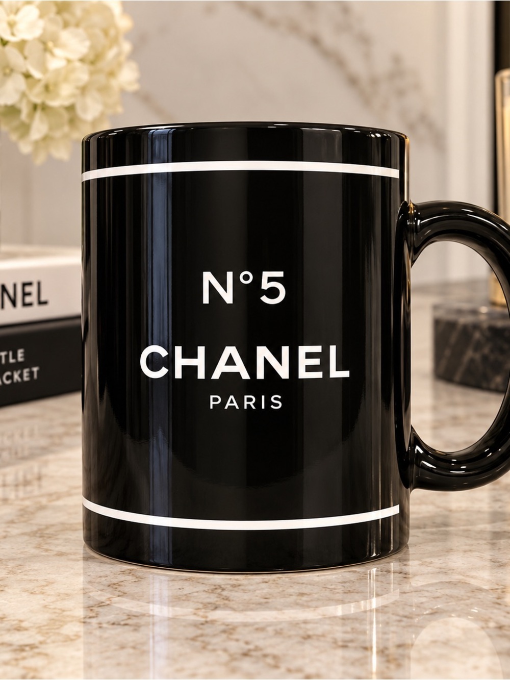 CHANEL Black N°5 Logo Ceramic Mug